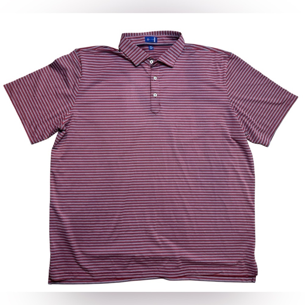 Stitch Men’s Maroon Grey Striped Golf Stretch Performance Polo, XXL